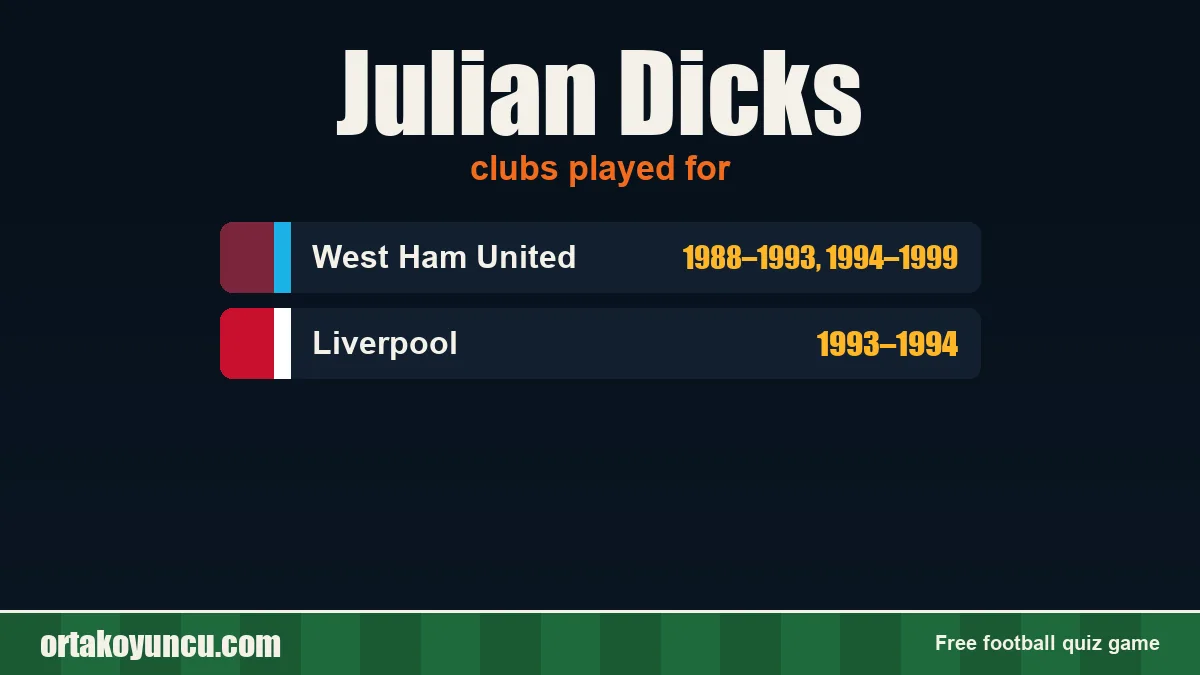 Julian Dicks: clubs and years