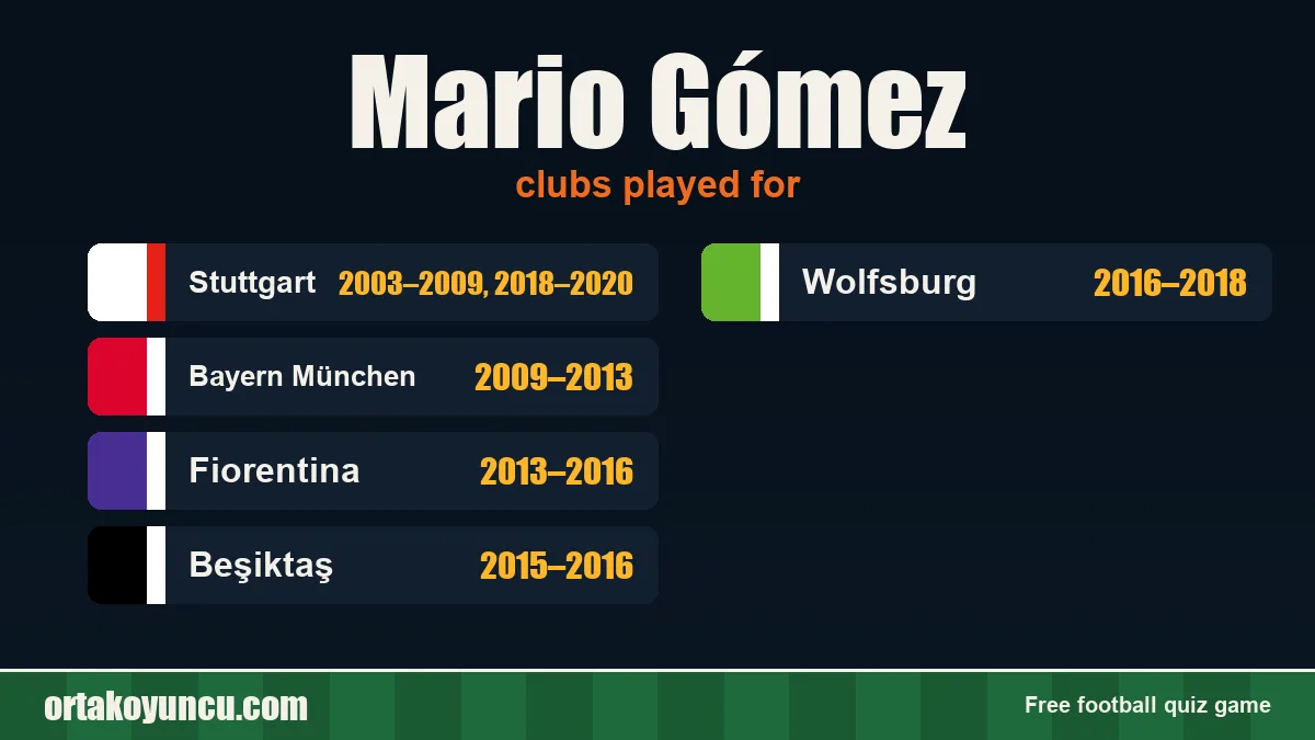 Mario Gómez: clubs and years