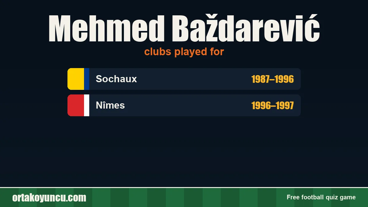 Mehmed Baždarević: clubs and years
