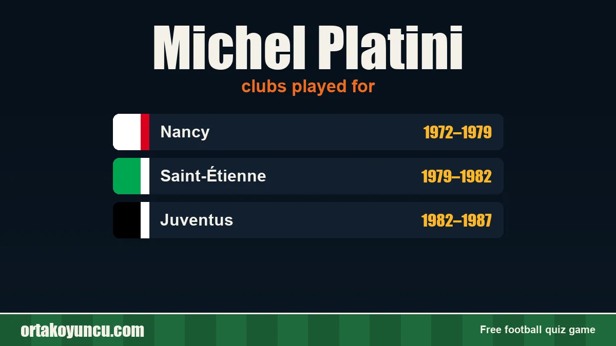 Michel Platini: clubs and years