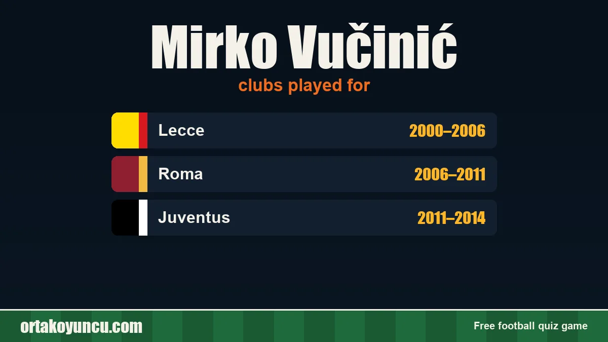 Mirko Vučinić: clubs and years