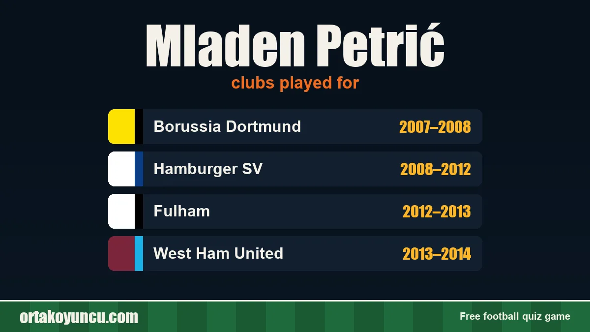 Mladen Petrić: clubs and years