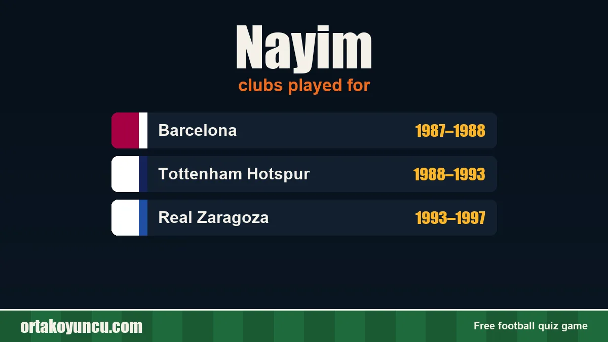 Nayim: clubs and years