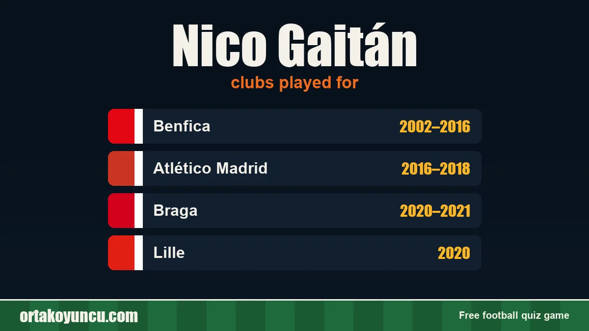 Nico Gaitán: clubs and years