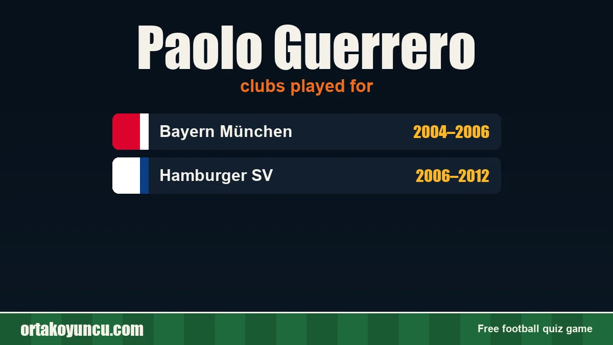 Paolo Guerrero: clubs and years