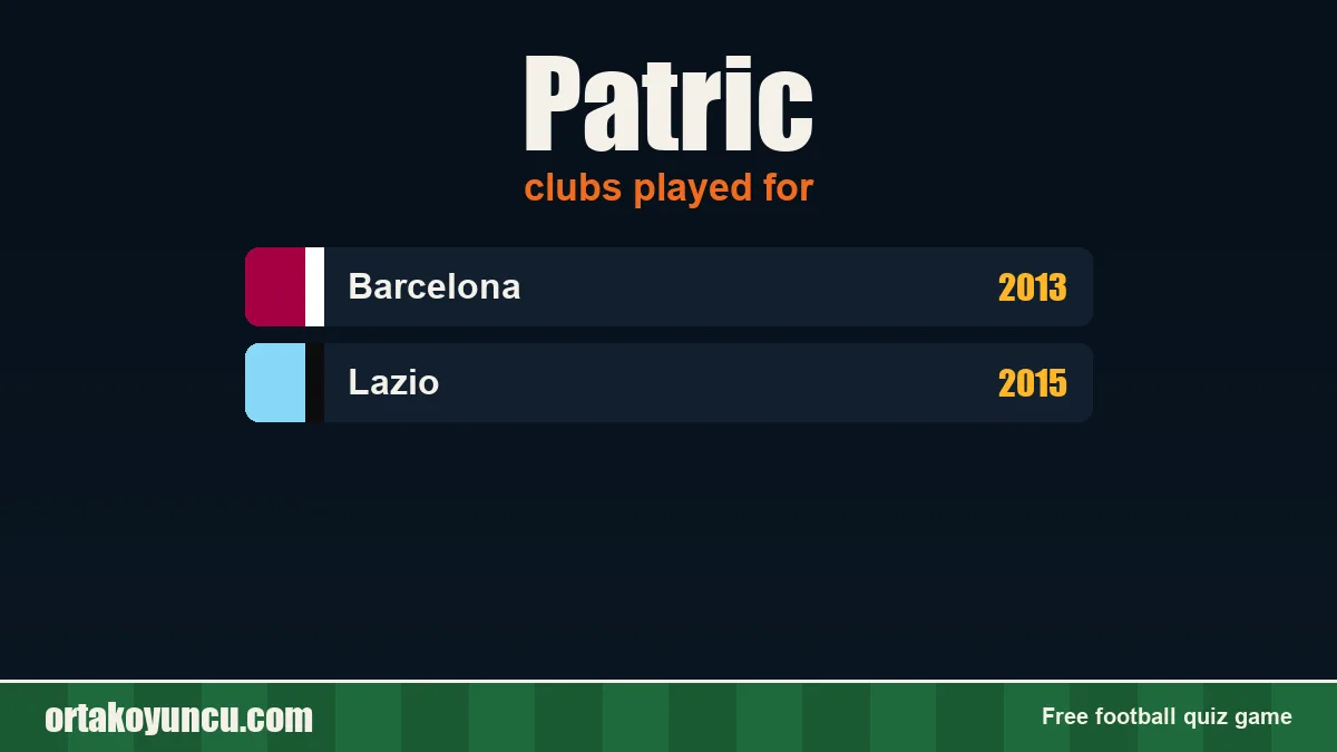 Patric: clubs and years