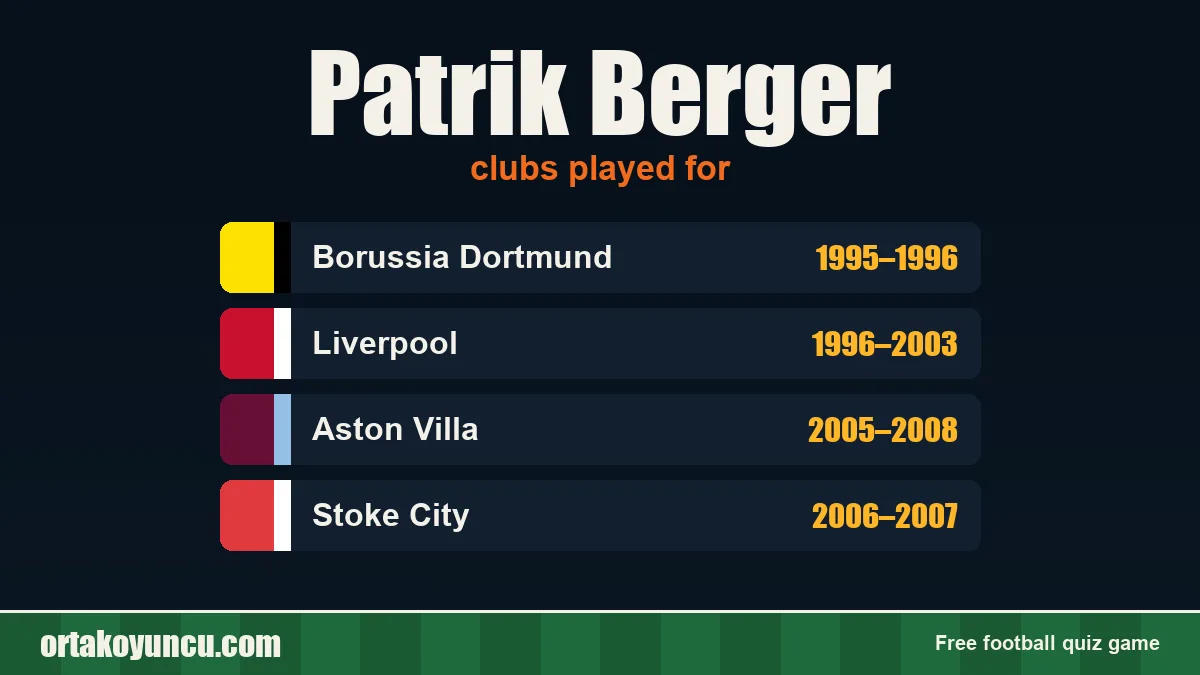 Patrik Berger: clubs and years