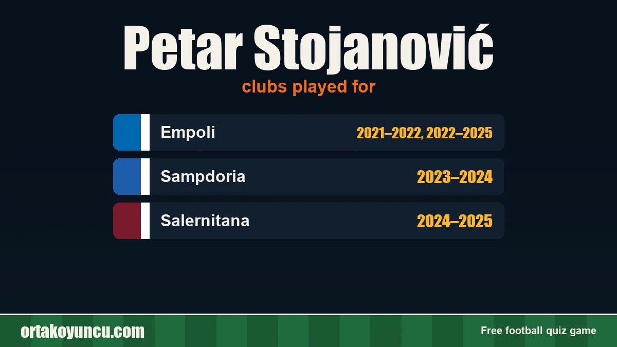 Petar Stojanović: clubs and years