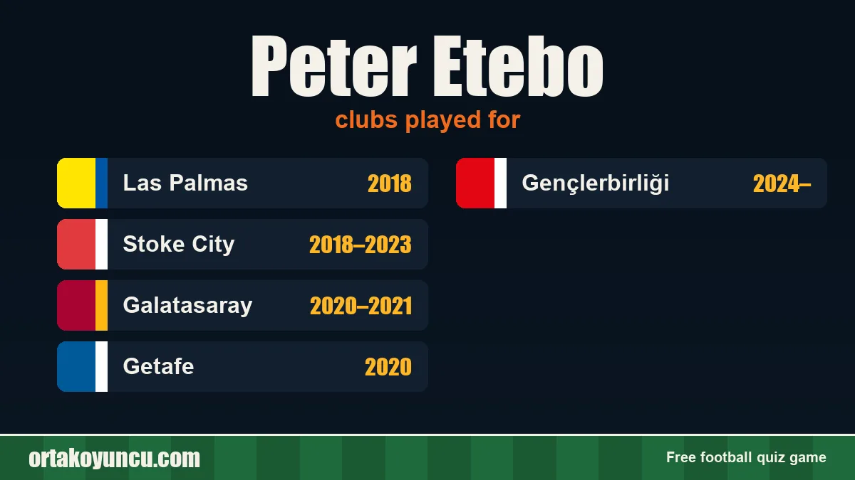 Peter Etebo: clubs and years
