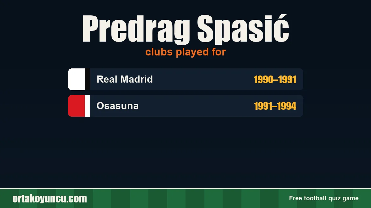 Predrag Spasić: clubs and years
