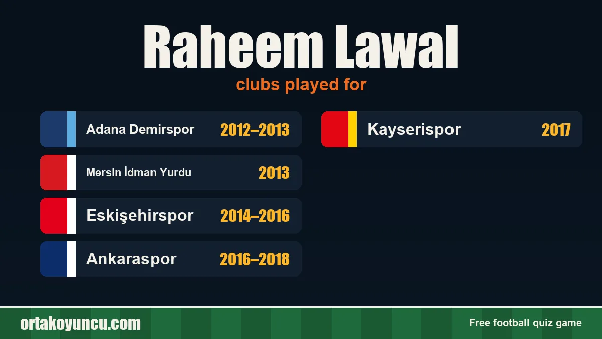 Raheem Lawal: clubs and years
