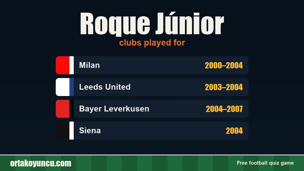 Roque Júnior: clubs and years