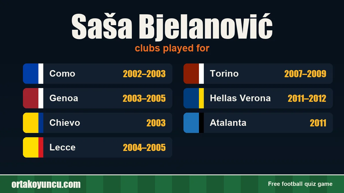 Saša Bjelanović: clubs and years