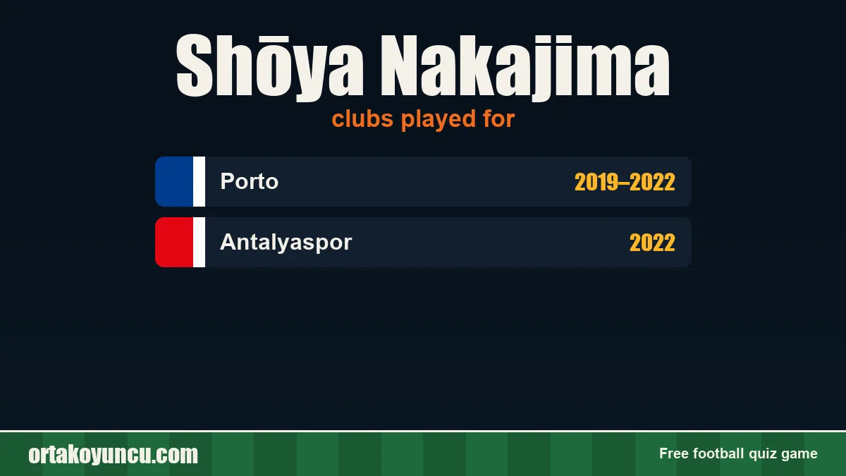 Shōya Nakajima: clubs and years