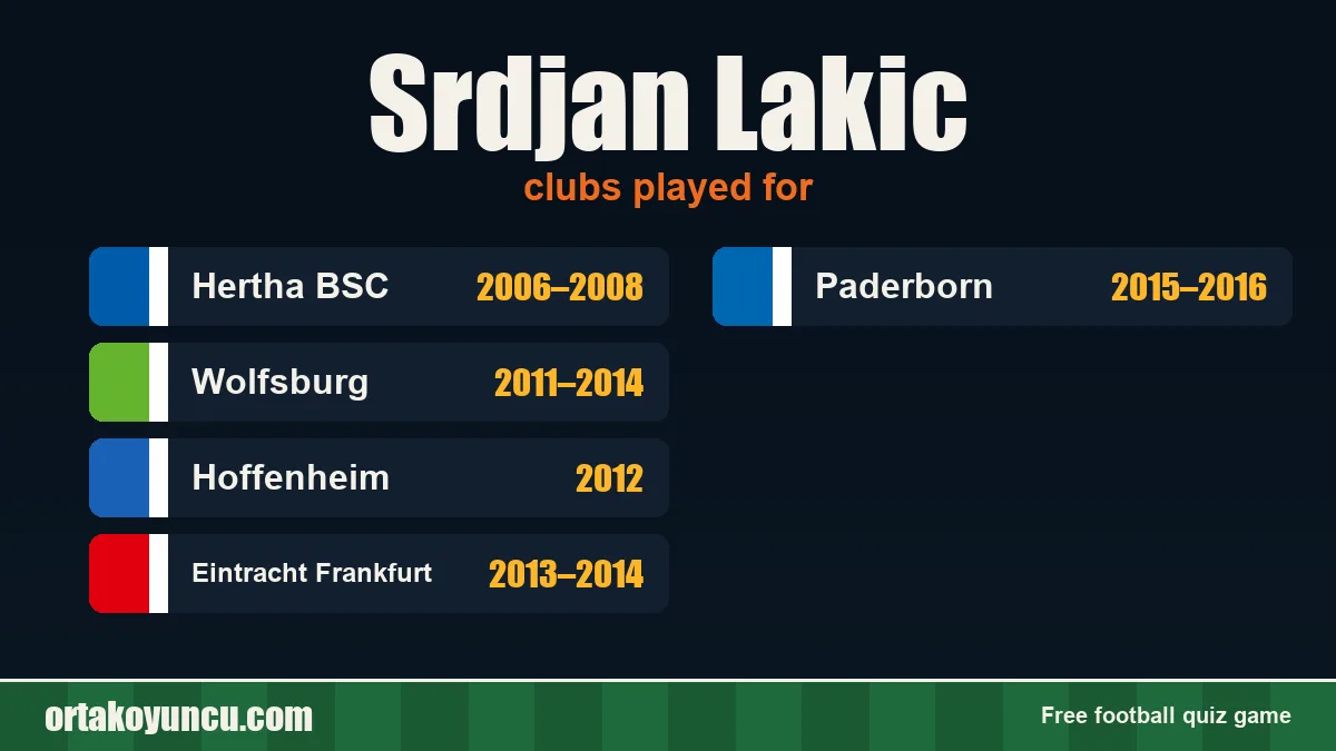 Srdjan Lakic: clubs and years