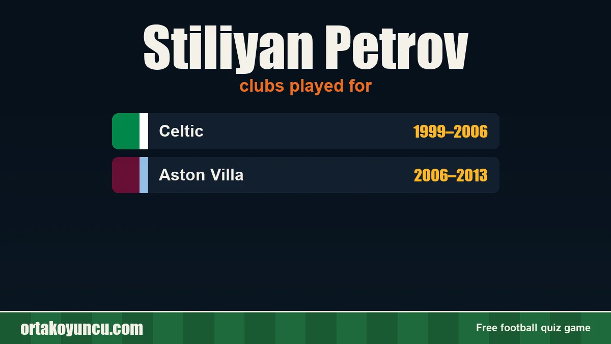 Stiliyan Petrov: clubs and years