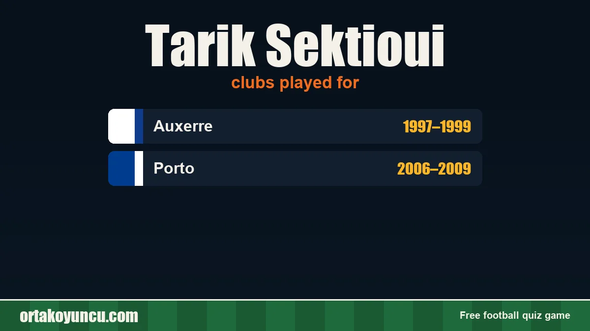Tarik Sektioui: clubs and years