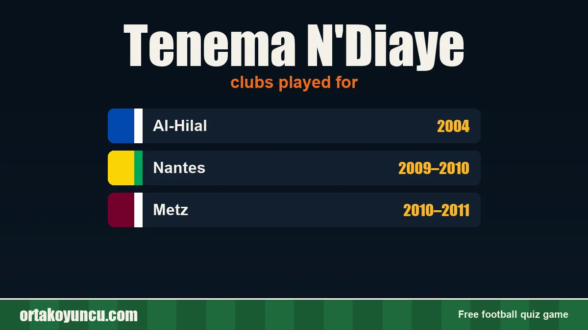 Tenema N'Diaye: clubs and years