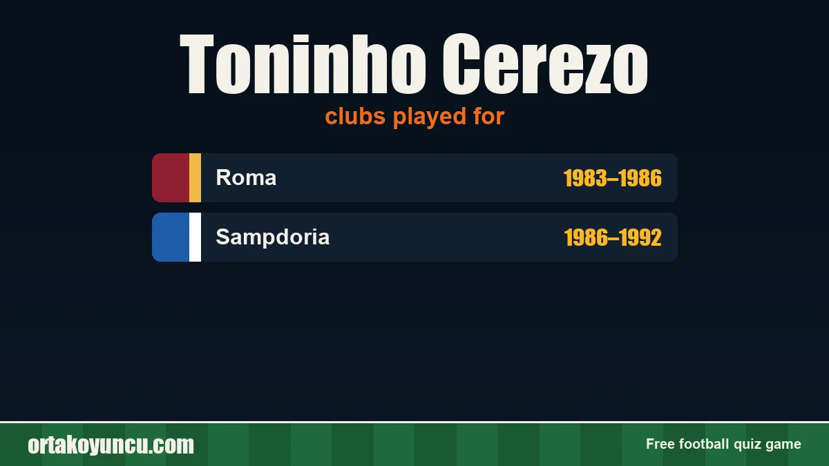 Toninho Cerezo: clubs and years