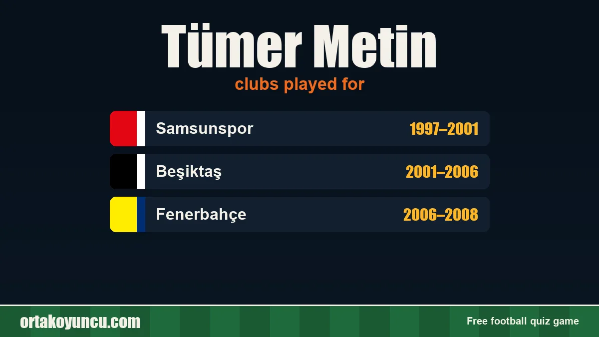 Tümer Metin: clubs and years