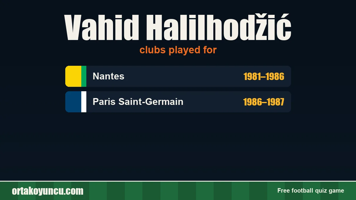 Vahid Halilhodžić: clubs and years