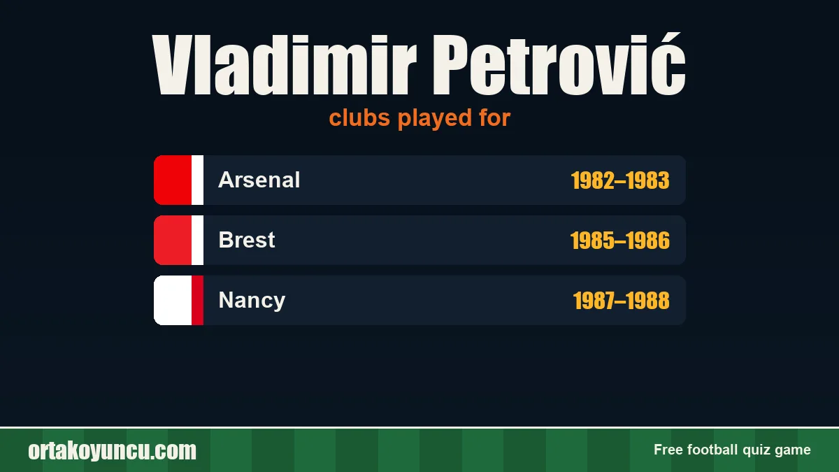 Vladimir Petrović: clubs and years