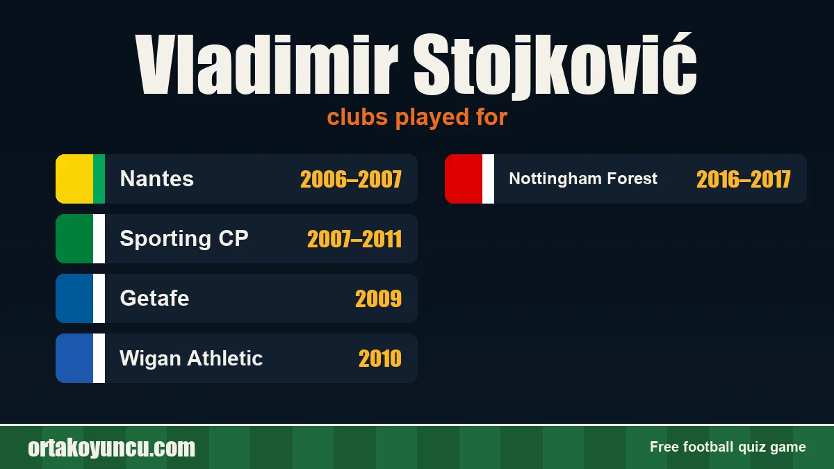 Vladimir Stojković: clubs and years
