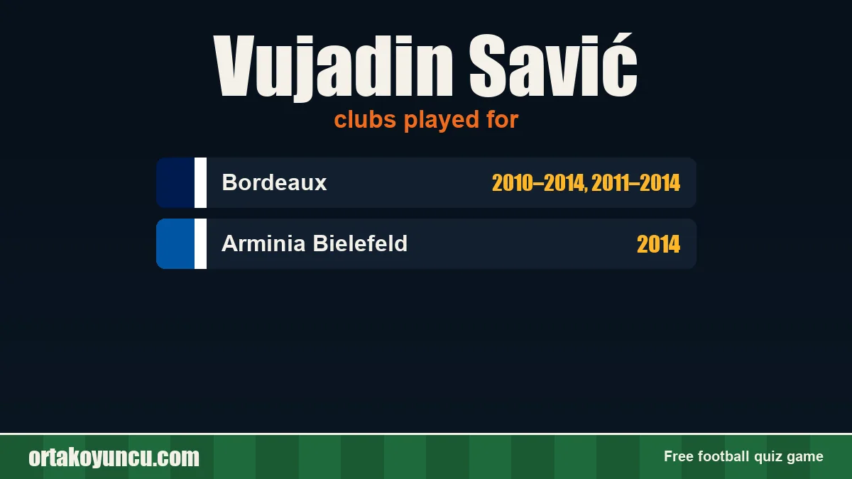 Vujadin Savić: clubs and years