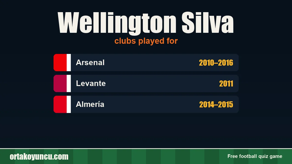 Wellington Silva: clubs and years