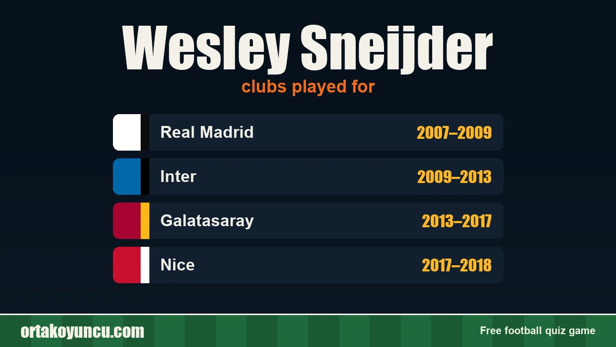 Wesley Sneijder: clubs and years