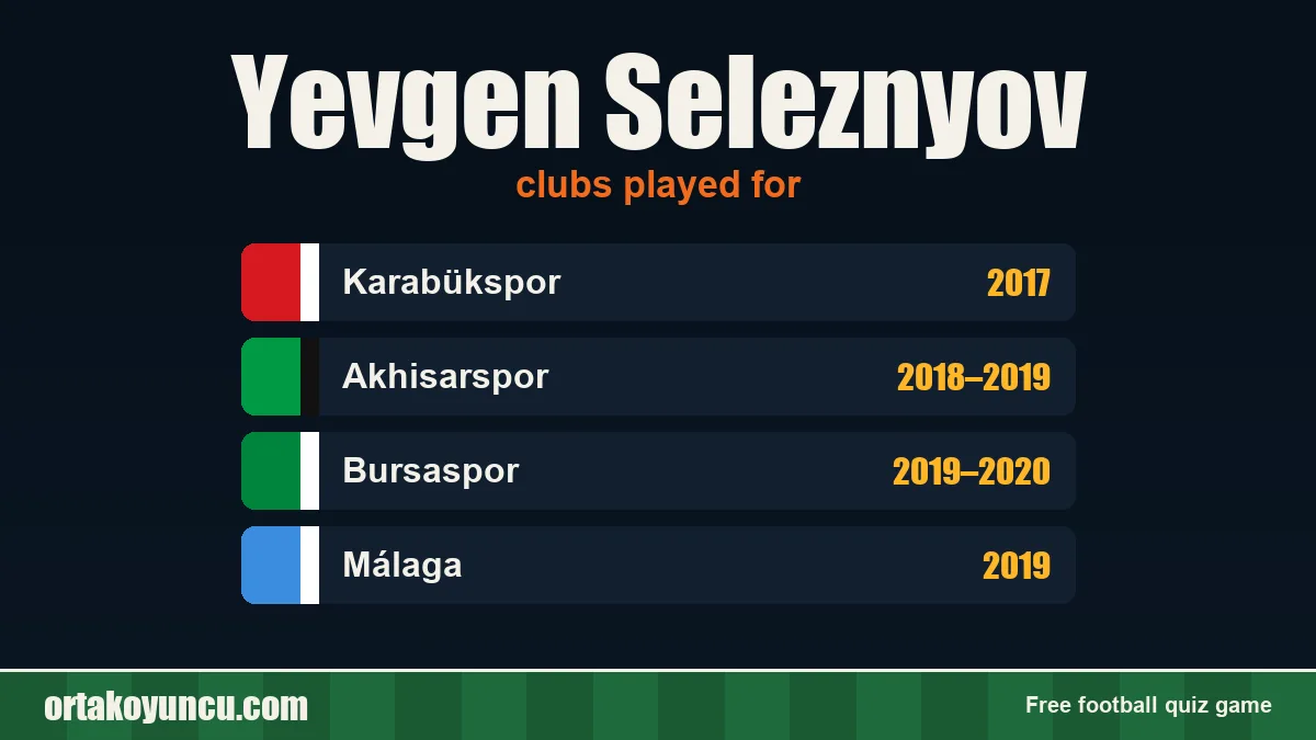 Yevgen Seleznyov: clubs and years