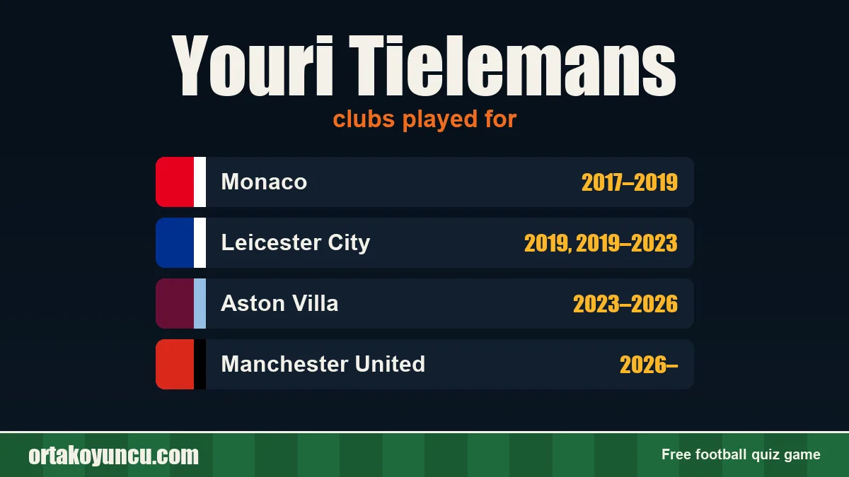 Youri Tielemans: clubs and years