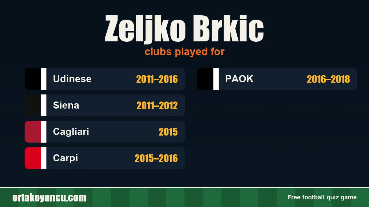 Zeljko Brkic: clubs and years