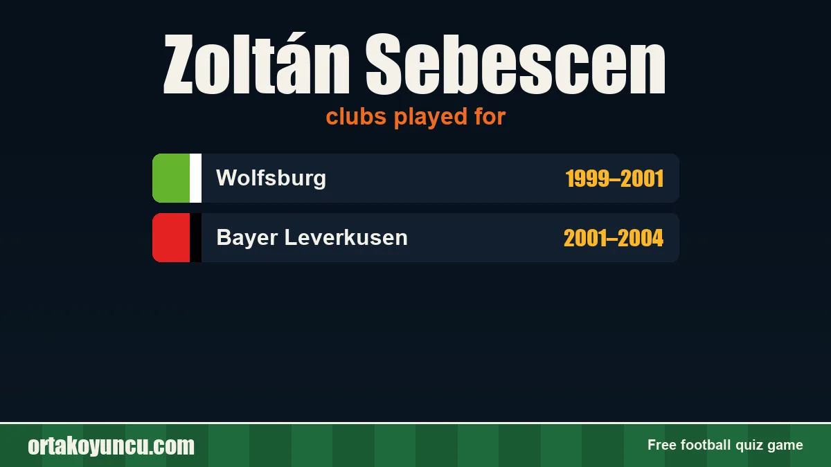 Zoltán Sebescen: clubs and years