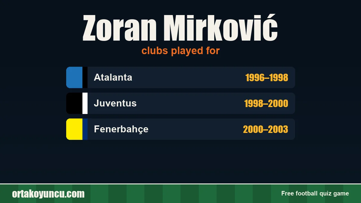 Zoran Mirković: clubs and years