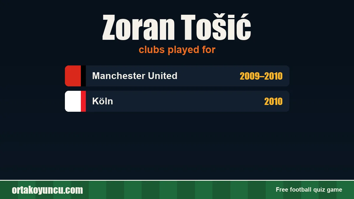 Zoran Tošić: clubs and years