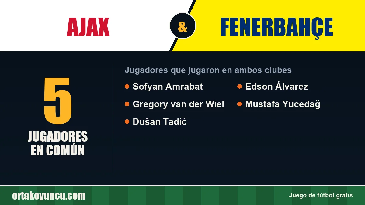Jugadores que jugaron en Ajax y Fenerbahçe: 5 jugadores