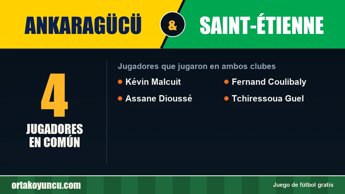 Jugadores que jugaron en Ankaragücü y Saint-Étienne: 4 jugadores