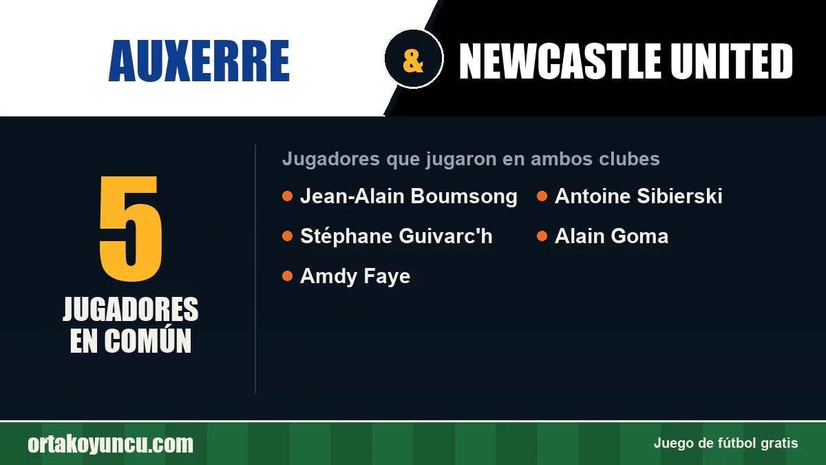 Jugadores que jugaron en Auxerre y Newcastle United: 5 jugadores
