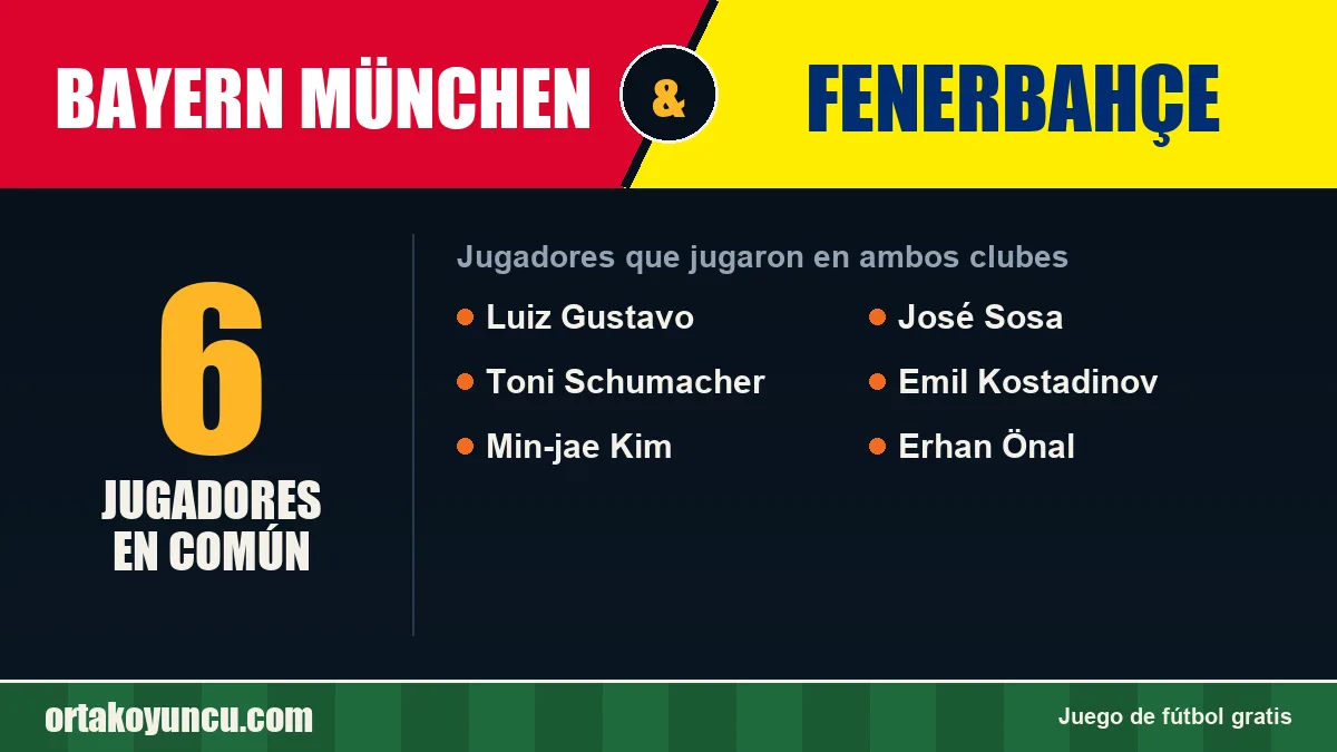 Jugadores que jugaron en Bayern München y Fenerbahçe: 6 jugadores