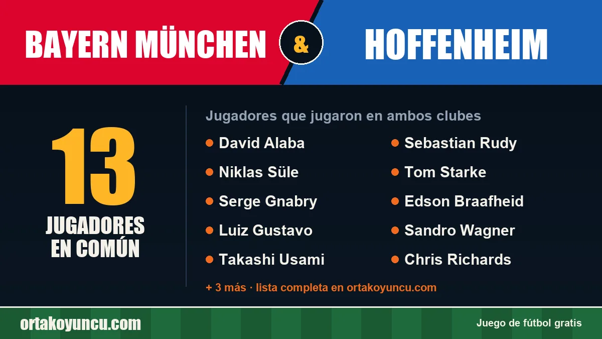 Jugadores que jugaron en Bayern München y Hoffenheim: 13 jugadores
