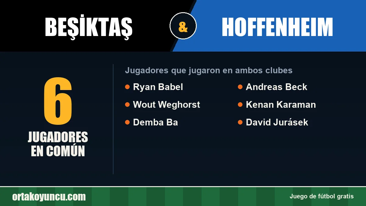 Jugadores que jugaron en Beşiktaş y Hoffenheim: 6 jugadores