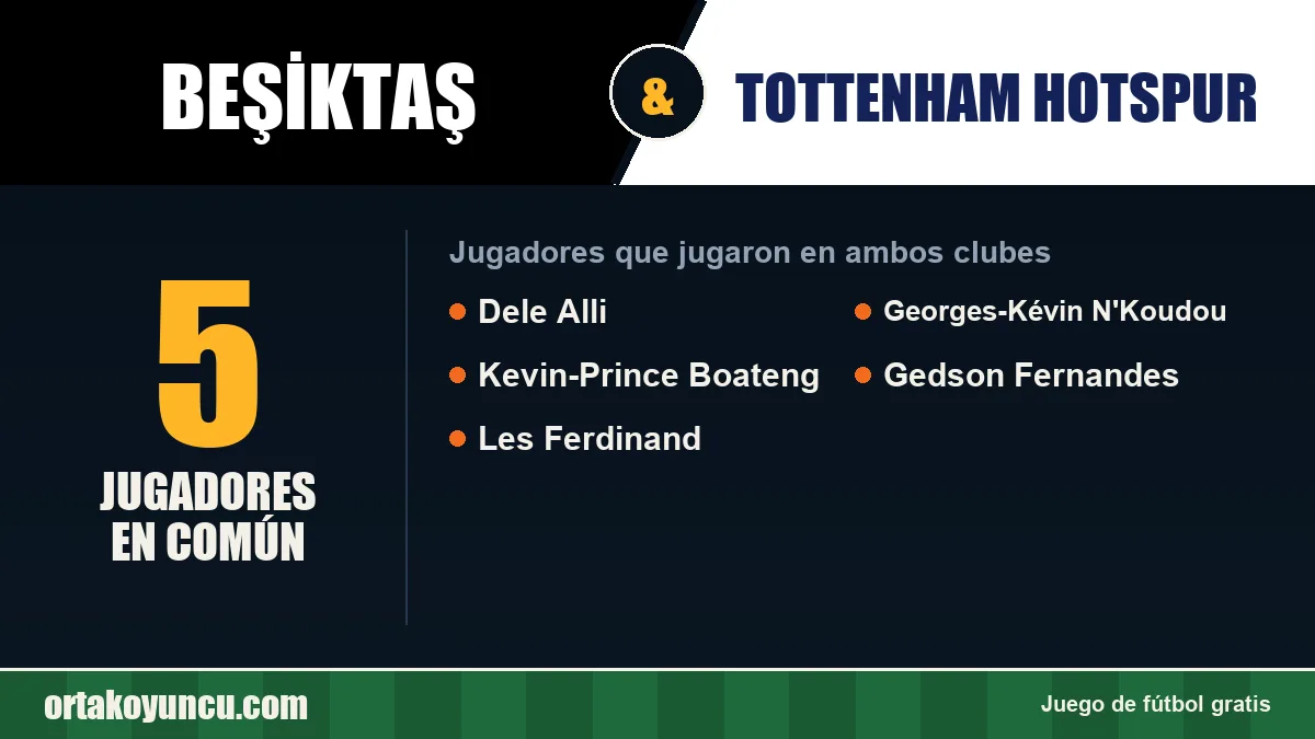 Jugadores que jugaron en Beşiktaş y Tottenham Hotspur: 5 jugadores