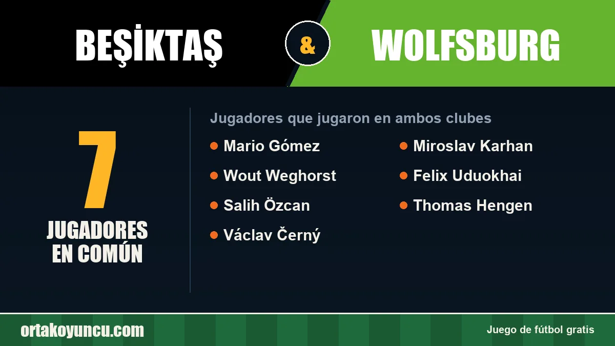 Jugadores que jugaron en Beşiktaş y Wolfsburg: 7 jugadores