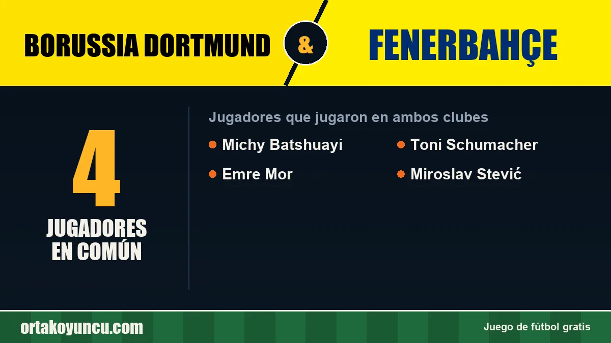 Jugadores que jugaron en Borussia Dortmund y Fenerbahçe: 4 jugadores