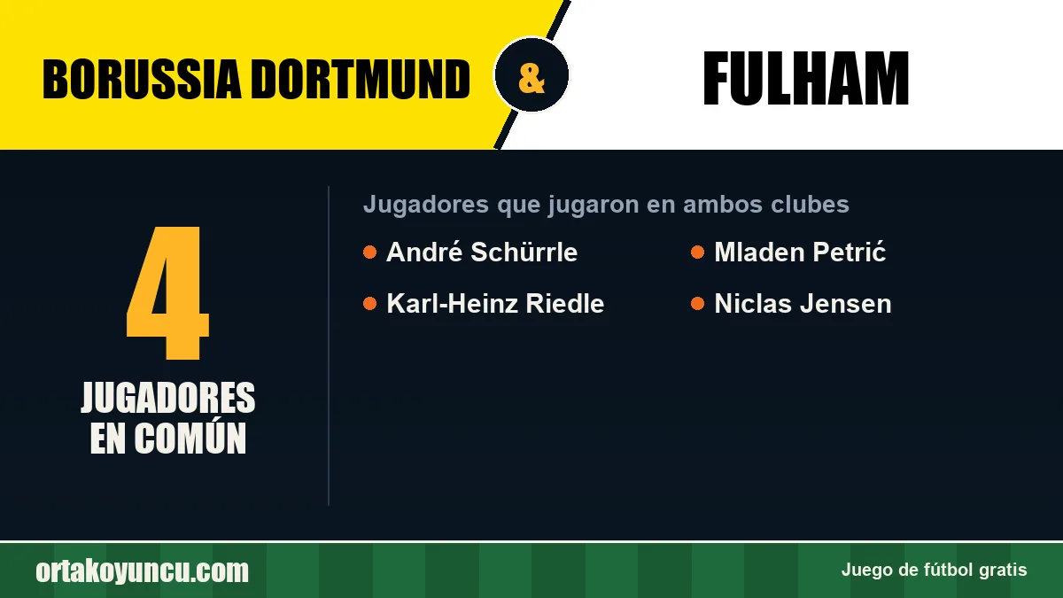 Jugadores que jugaron en Borussia Dortmund y Fulham: 4 jugadores