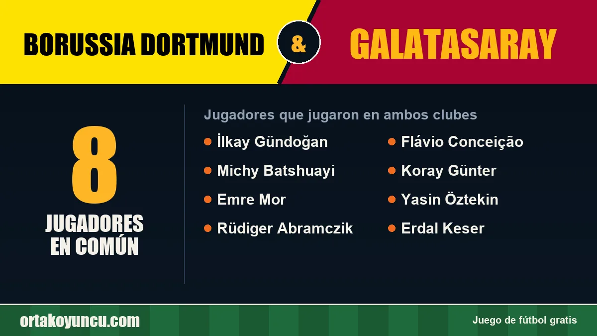 Jugadores que jugaron en Borussia Dortmund y Galatasaray: 8 jugadores