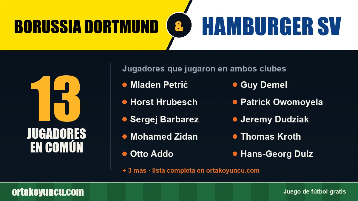 Jugadores que jugaron en Borussia Dortmund y Hamburger SV: 13 jugadores