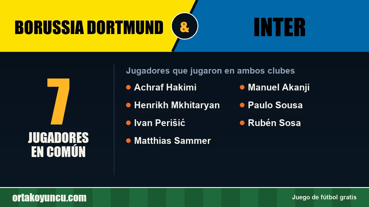Jugadores que jugaron en Borussia Dortmund y Inter: 7 jugadores
