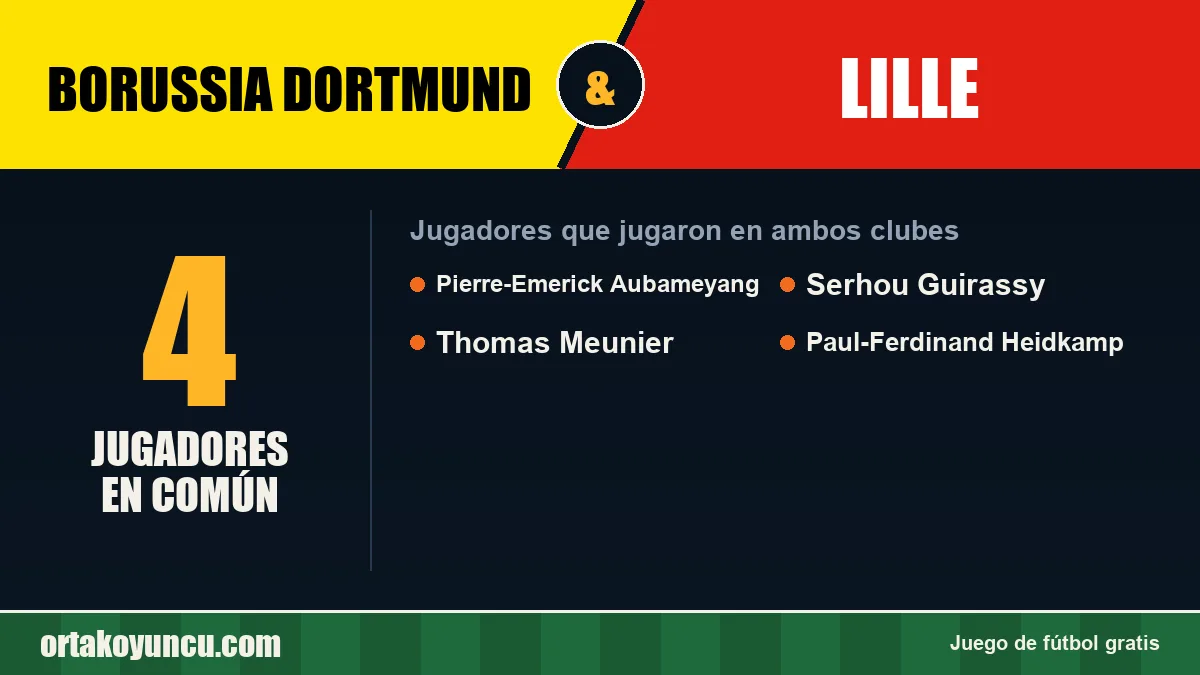 Jugadores que jugaron en Borussia Dortmund y Lille: 4 jugadores